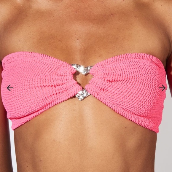 NWT Hunza g nicole embellished crinkle bikini in hot pinkl - Picture 3 of 9